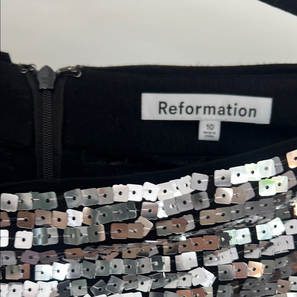 Reformation Silver Sequin Mini Skirt - Picture 3 of 5